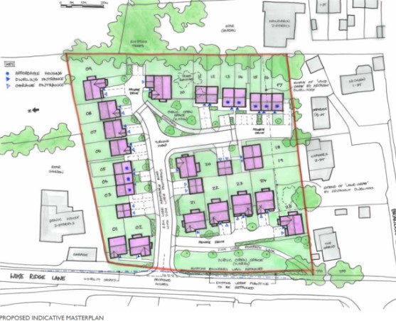 Indicative masterplan of new homes at Wike Ridge Lane